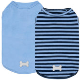 KYEESE dos camisetas para perro con rayas azules, ideales para uso diario.