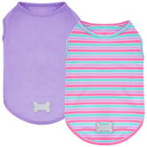 KYEESE dos-pack camisas perro estriado azul violeta para paseos diarios