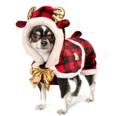 KYEESE disfraz navideño para perro con orejas de ciervo doradas, ideal para fotos festivas.