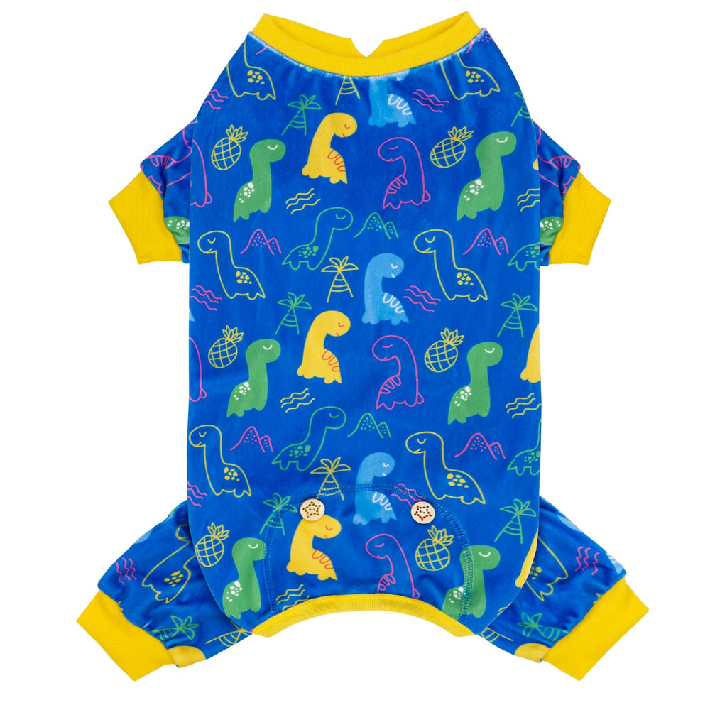 KYEESE Pijama para perro con dinosaurio en frente, terciopelo suave para días fríos