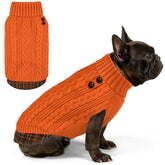 La sudadera KYEESE para perro con cableknit y cuello alto ofrece calidez y ajuste cómodo.