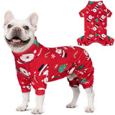 KYEESE Pijama para perro navidad Santa Claus con cuello alto, ideal para fotos festivas.
