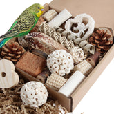 Juguetes Kyouki para aves: caja de forraje natural para explorar y hallar premios.