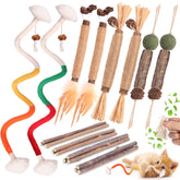 Juguetes Kyoki con palitos de silvervine para gatos, estimulan juego y mordisqueo seguro.