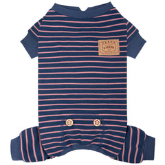 KYEESE pijama para perro con rayas y terciopelo, cómodo para dormir.