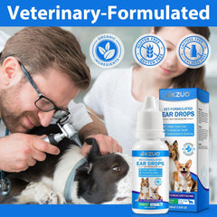Recomendado por veterinarios para cuidado suave de orejas caninas.