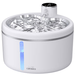 LABEKA bebedero para gatos inalambrico con plato de acero inoxidable para agua fresca.