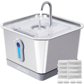 LABEKA fuente para gatos en acero inoxidable 4L, diseño duradero para agua fresca.