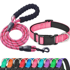Ladoogo collar reflectivo con forro de neopreno rosa, comodidad nocturna.