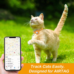 Collar LAFAYI para gato con Airtag naranja y campana para alertar al hogar.