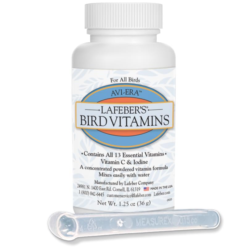 Lafeber's Avi-Era polvo vitamínico en envase, nutrición diaria para aves.