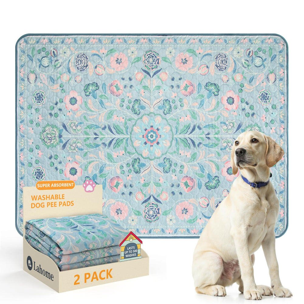 Lahome almohadillas para perros lavables azul botánico protegen el suelo.