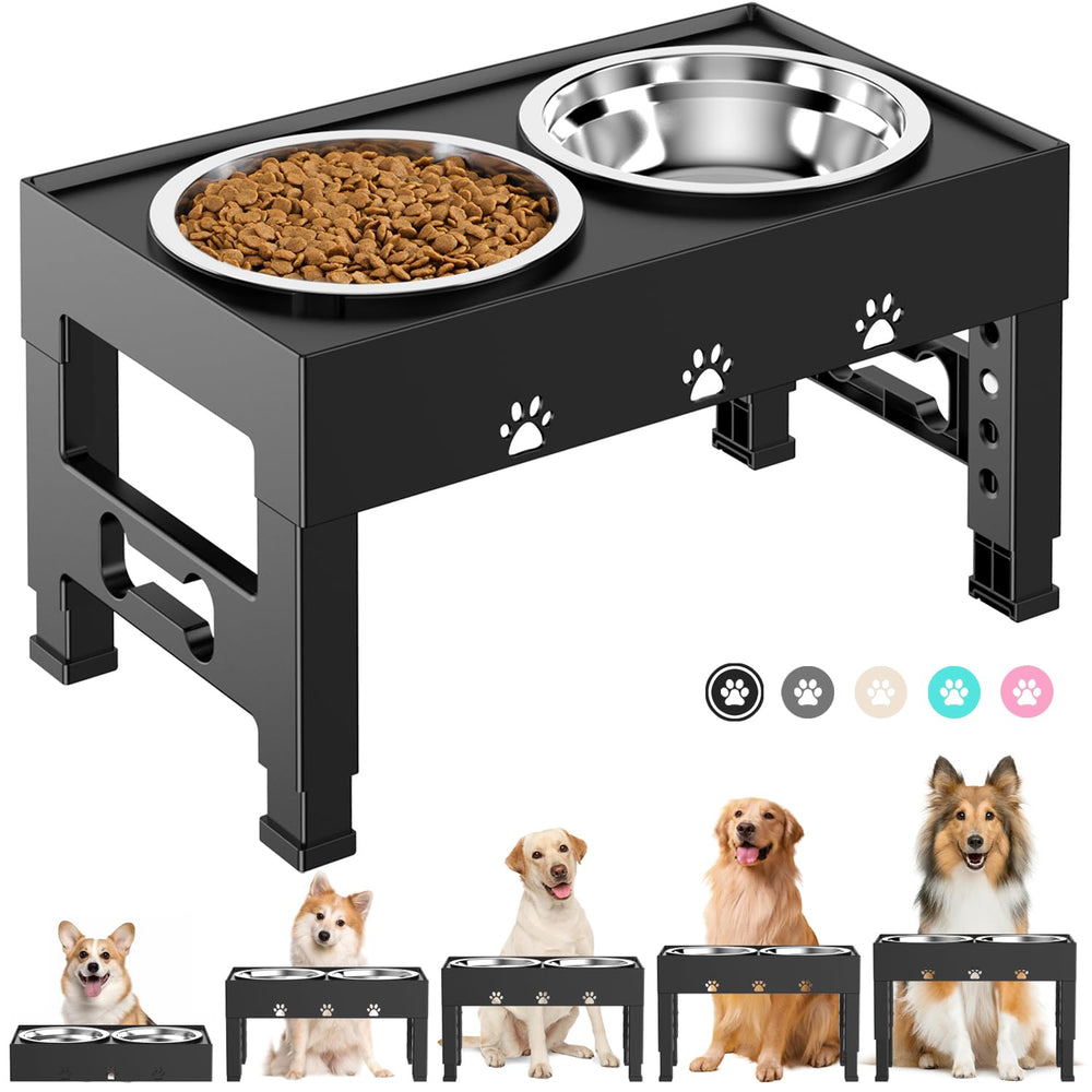 LAKIPETN: tazones elevados en acero inoxidable para perro, altura ajustable para mayor comodidad.