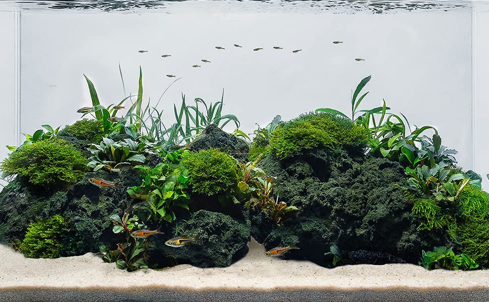 LANDEN piedras lava negras para acuario, foco decorativo y refugio para peces.