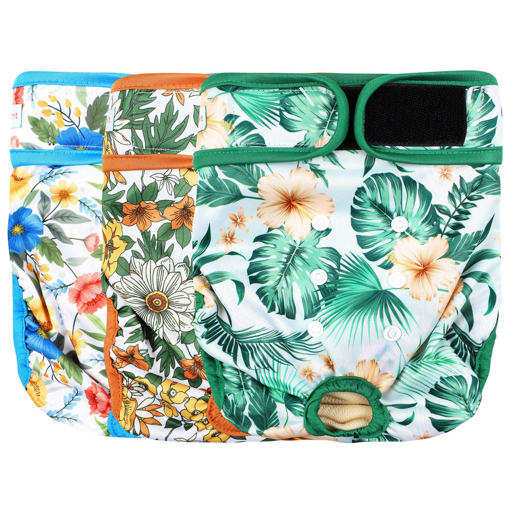 Langsprit pañales para perras, diseño floral XL, ajuste cómodo para paseos.