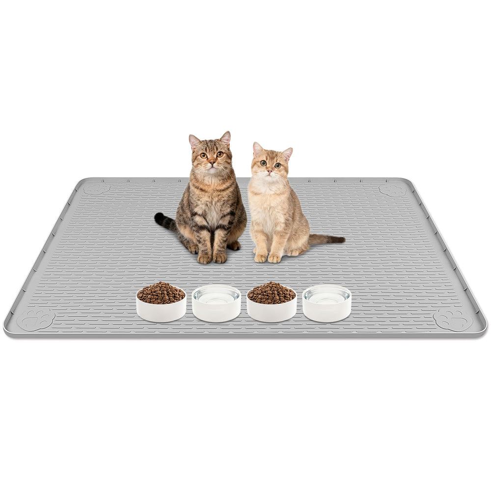 Almohadilla de alimento para gatos Lanstics de 40 x 28 pulgadas, gris, ideal para varios cuencos.
