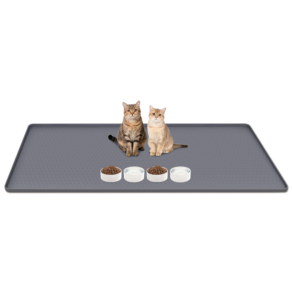 Lanstics tapete alimentación gatos gris 51x26, ideal para mantener limpio el suelo.