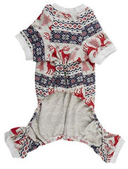 Pijama Lanyarco en rojo navideño con diseño de reno, ideal para fiestas.