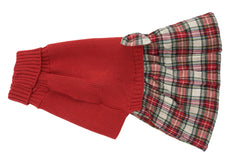 Lanyarco sudadera-perro con cuadros rojos, detalle de lazo para un toque chic.