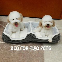 Laojin Balhen: cama doble para gatos y perros en interiores, fomenta convivencia tranquila.