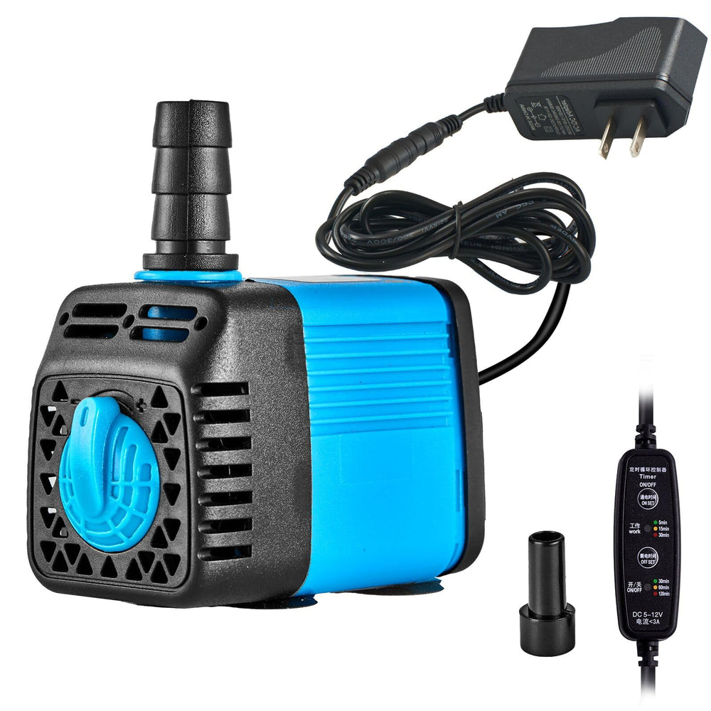 Bomba LAPOND 7W silenciosa, vista frontal, ideal para acuario y estanque.