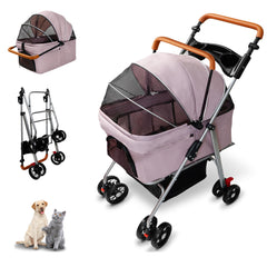 Laushery carrito mascotas con cesta de almacenamiento para accesorios durante el paseo.