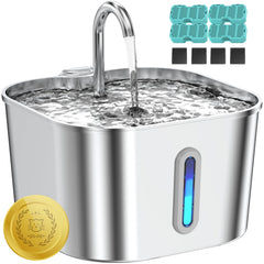 Fuente Lawfery para gatos en acero inoxidable con gran capacidad para agua continua.