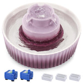 Fuente Lawfery para gatos, cerámica 2L Cupcake en color púrpura para agua fresca.