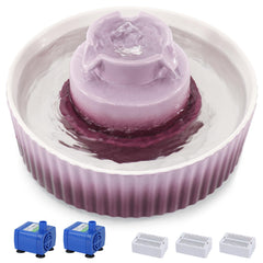 Fuente Lawfery para gatos, cerámica 2L Cupcake en color púrpura para agua fresca.