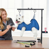 Lazaluking brazo-mesa grooming para perros, altura ajustable para mayor comodidad durante el cepillado.