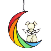 Lcensp Puente arcoiris vitral perro colgante ilumina la ventana y recuerda