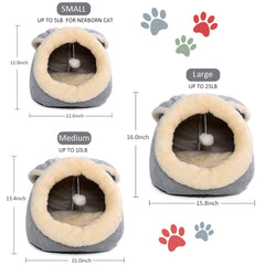 Cueva de gato Lcybem con colchón removible para limpieza rápida.