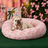 LE SURE Cama donut para perro mediano en rosa taffy, confort cálido.