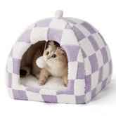 LE SURE Cama Gato Cueva 2-en-1 purpura 16-pulgadas para interiores