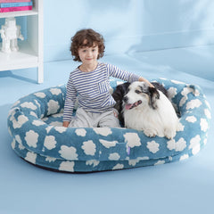 LE SURE Cama Humana para Perro XXL, vista frontal, descanso amplio y cómodo.