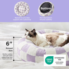 Cama LE SURE morada con funda desmontable lavable en máquina para facilitar limpieza.