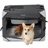 LE SURE jaula colapsable para perros con cuatro puertas y malla para ventilación.