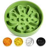 LE TAUCI comedero lento cerámico verde Clover para perros 1,5 tazas.