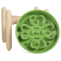 LE TAUCI cuenco cerámico lento para perros, versión verde trébol, ideal para comidas pausadas.