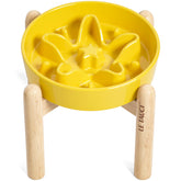 LE TAUCI plato cerámico lento con soporte de madera para perros pequeños y medianos.