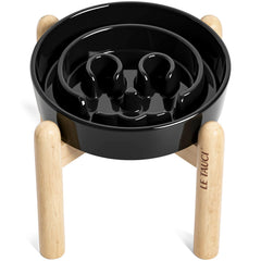 LE TAUCI tazón lento cerámico cráneo negro para perros, favorece ingesta pausada.