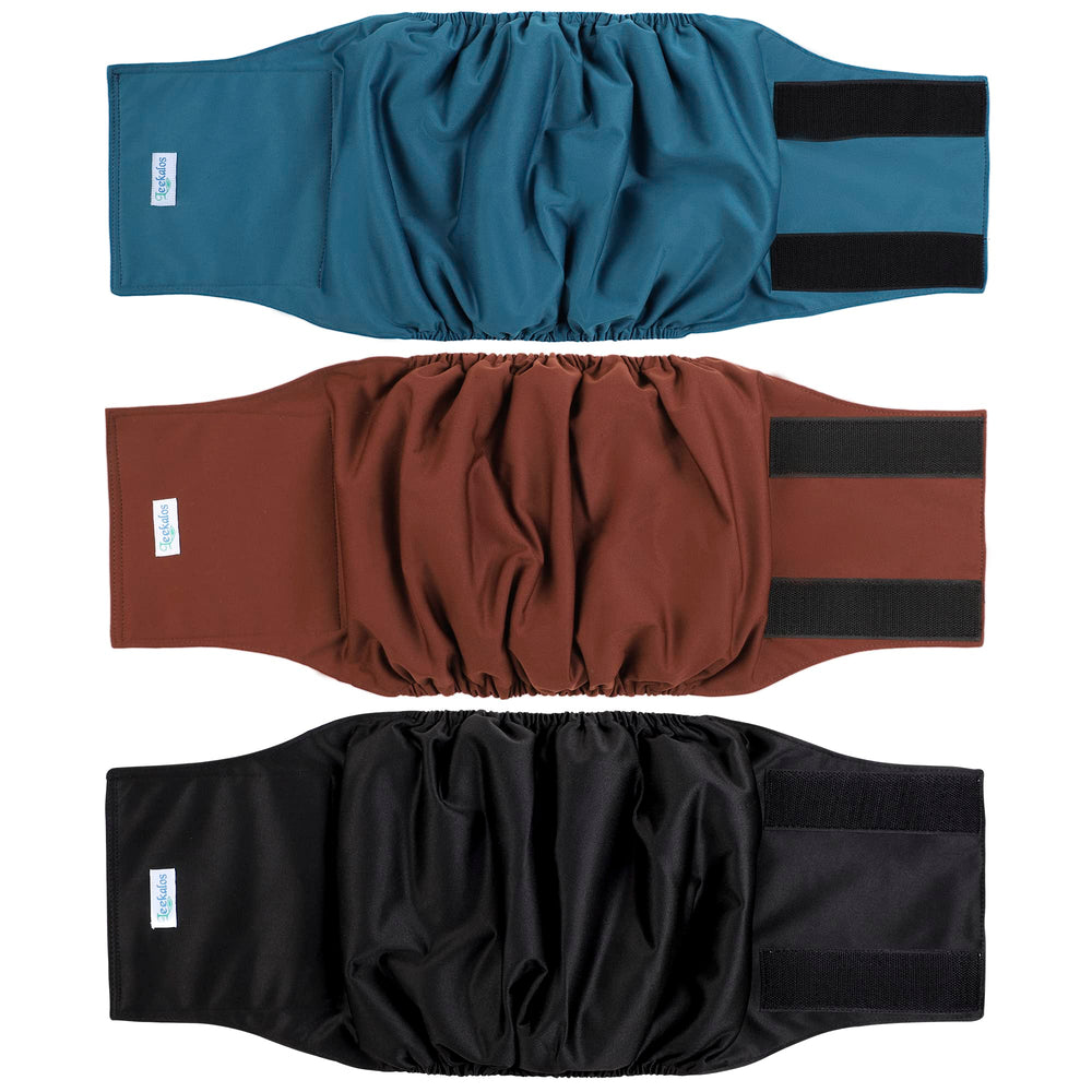 Pañales Leekalos para perros machos talla XS, frente del empaque para seleccionar talla