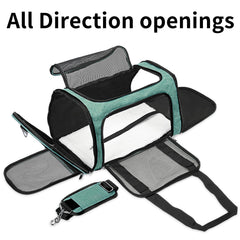 LEHNI transportín blando turquesa con acceso frontal para juguetes o snacks.