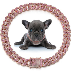 Collar LEIFIDE con diamante 12 mm en oro rosa para mascotas