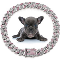 Collar Leifide de cadena para perro con diamantes, ideal para paseos con estilo.
