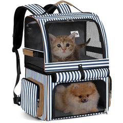 Lekebobor doble mochila para gatos con entrada frontal facilita el acceso de dos felinos.