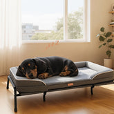 Lekereise cama perro elevada 32x25 con espuma memoria, ideal para dormir cómodo.