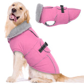 LeLePet abrigo rosa para perro grande, vista frontal, mantiene al animal cálido en paseos