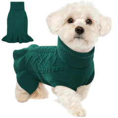 LeLePet suéter navideño para perro con cuello alto, abrigo cálido para paseos festivos