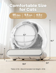 LELOKIDZ capacidad 65L para varias visitas de gatos sin recargas constantes.